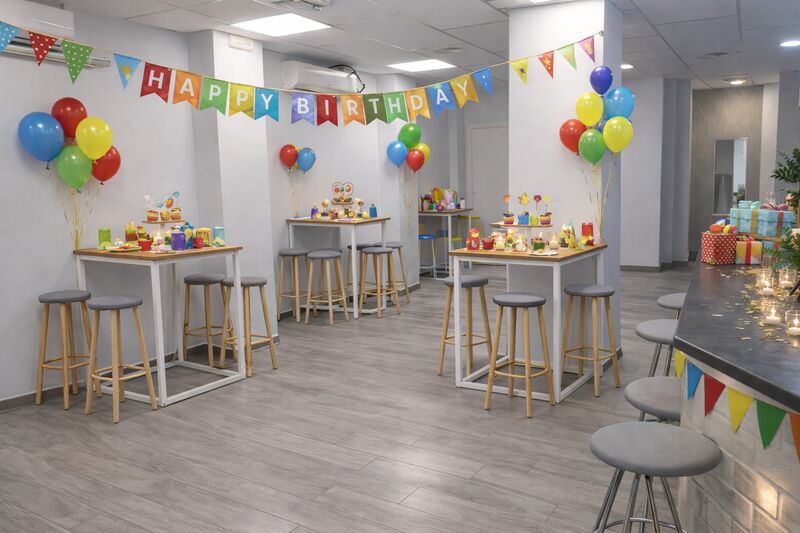 Cumpleaños infantil con globos coloridos